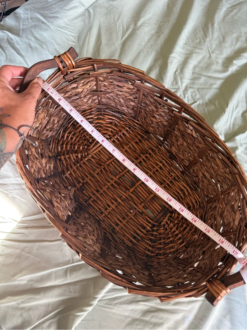 Woven Brown Decorative Storage Basket with Handles